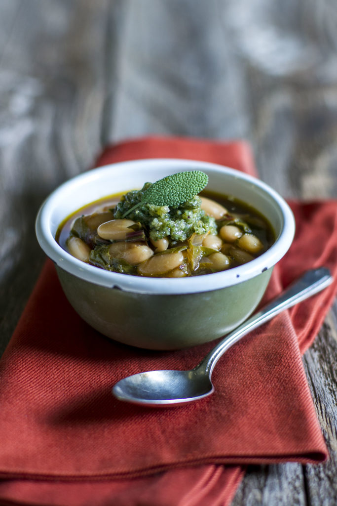 cannellini bean soup with walnut sage pesto recipe