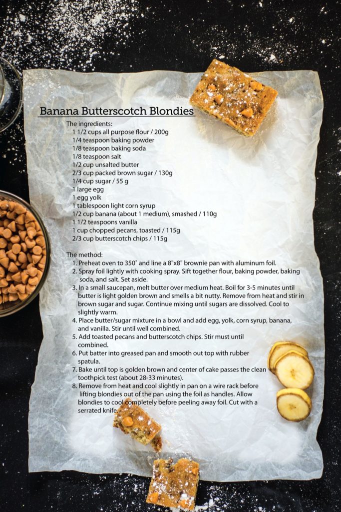 banana butterscotch blondie recipe