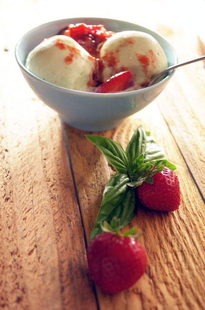 basil ice cream with balsamic strawberry sauce recipe