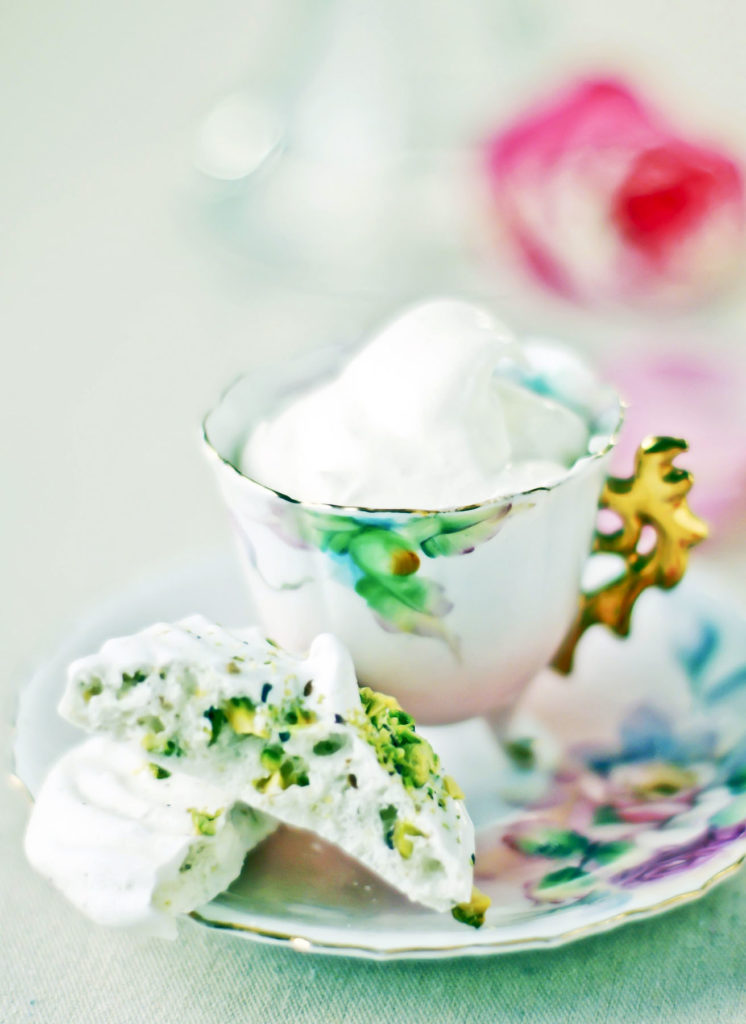 pistachio meringues with rose water cream recipe