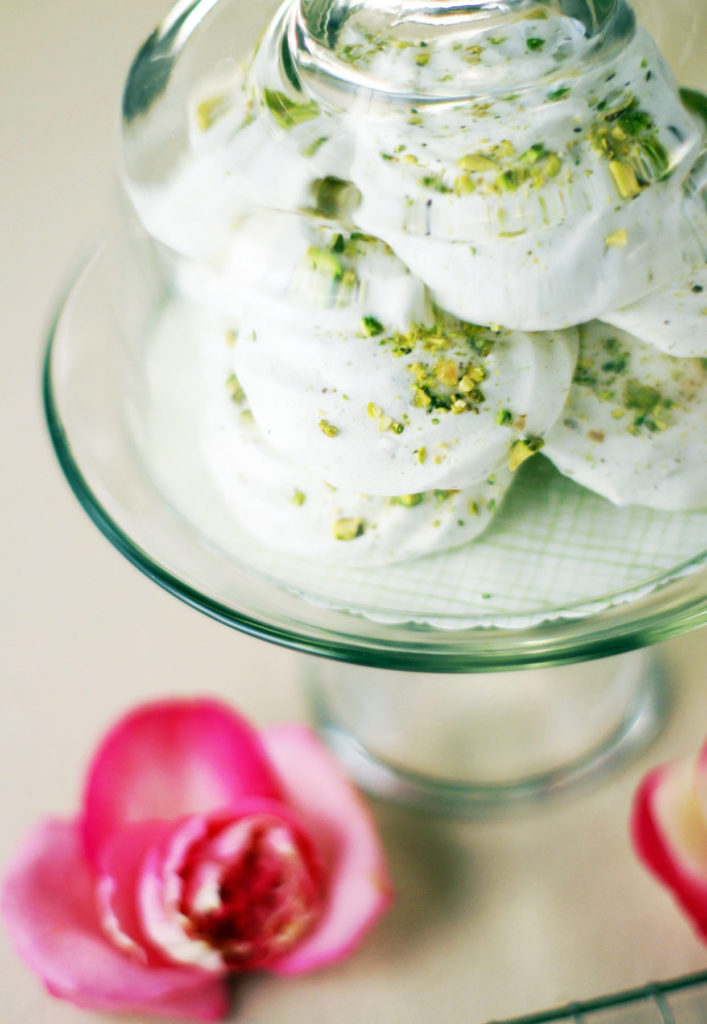 pistachio meringues with rose water cream recipe