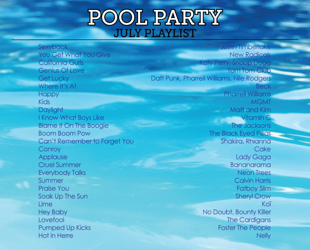 July Playlist Pool Party today's nest