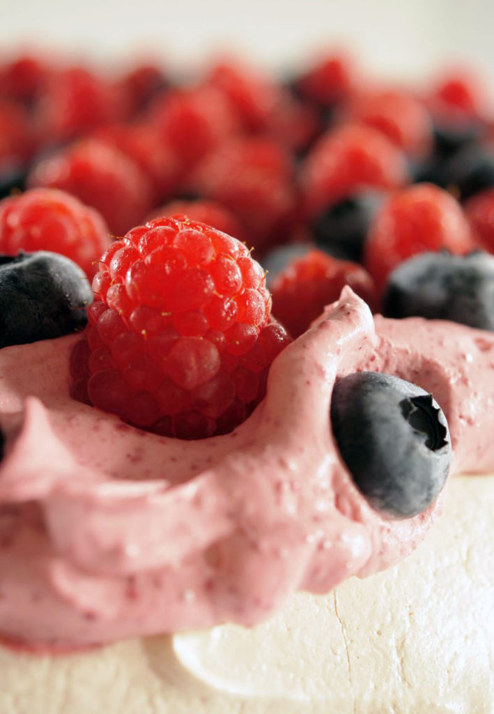 berry pavlova with hibiscus cream recipe