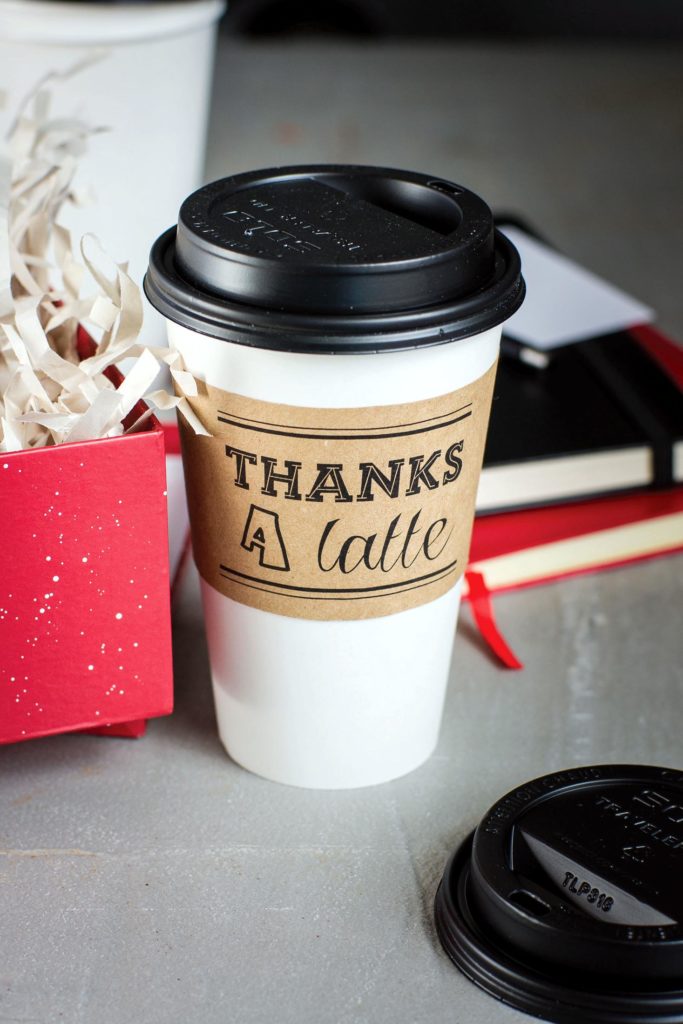thanks a latte cup wrapper